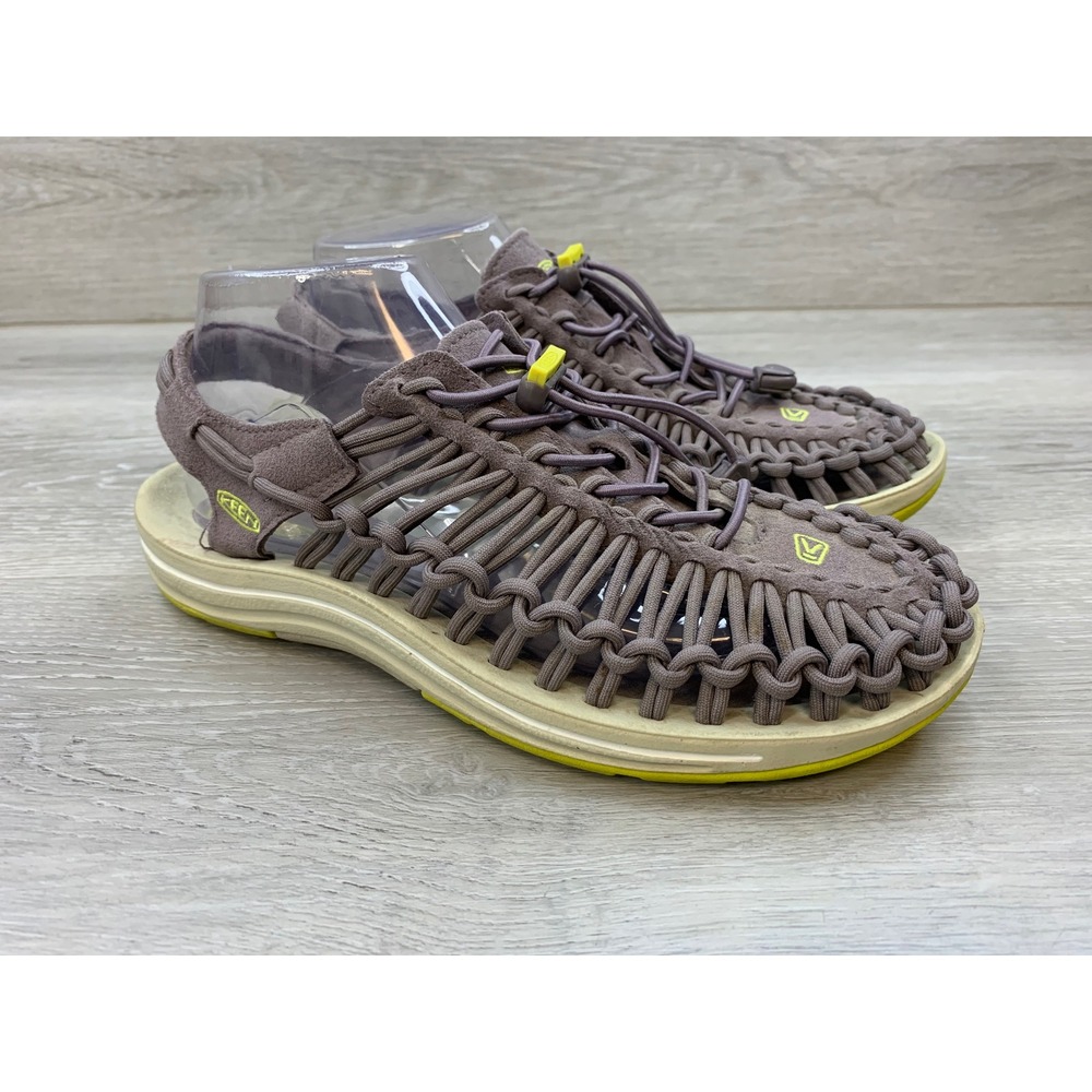 KEEN Uneek Sandals Women's 8.5 Mauve Purple Lime Green Trail Corded Shoes